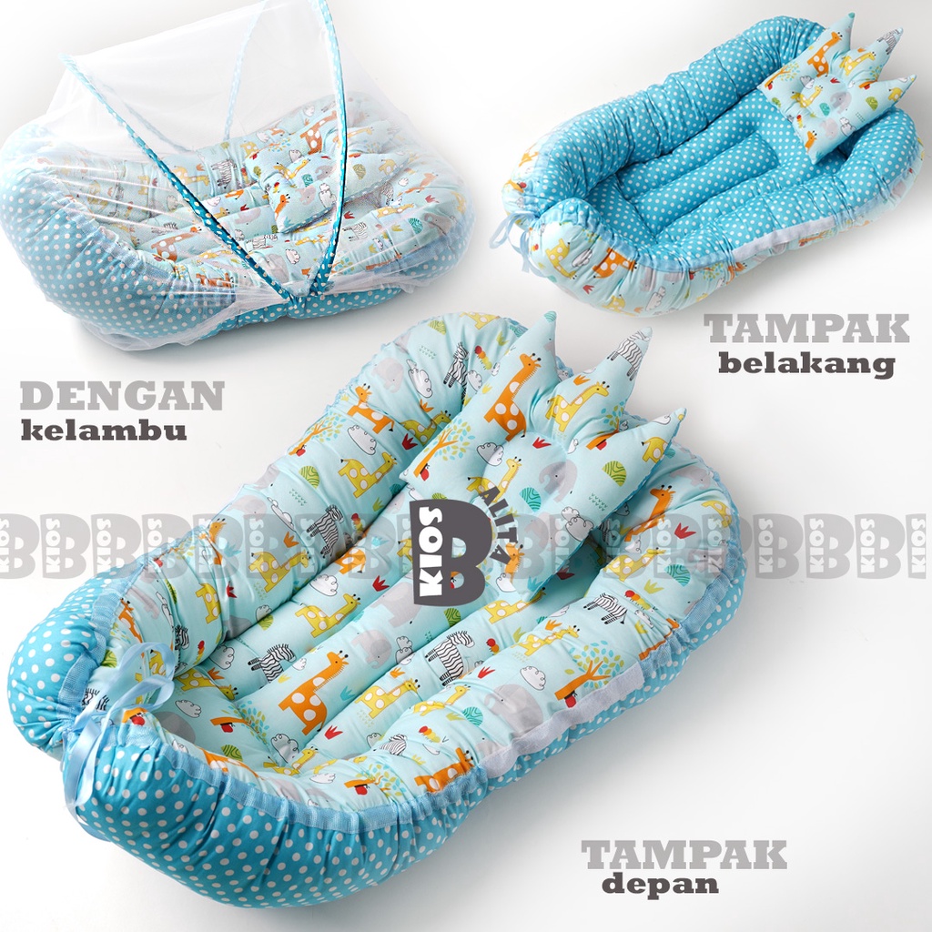 KASUR BAYI FREE BANTAL PEYANG CROWN / KASUR KAPAL BABY NEST ANTI GUMOH 2IN1 MOTIF BISA BOLAK BALIK