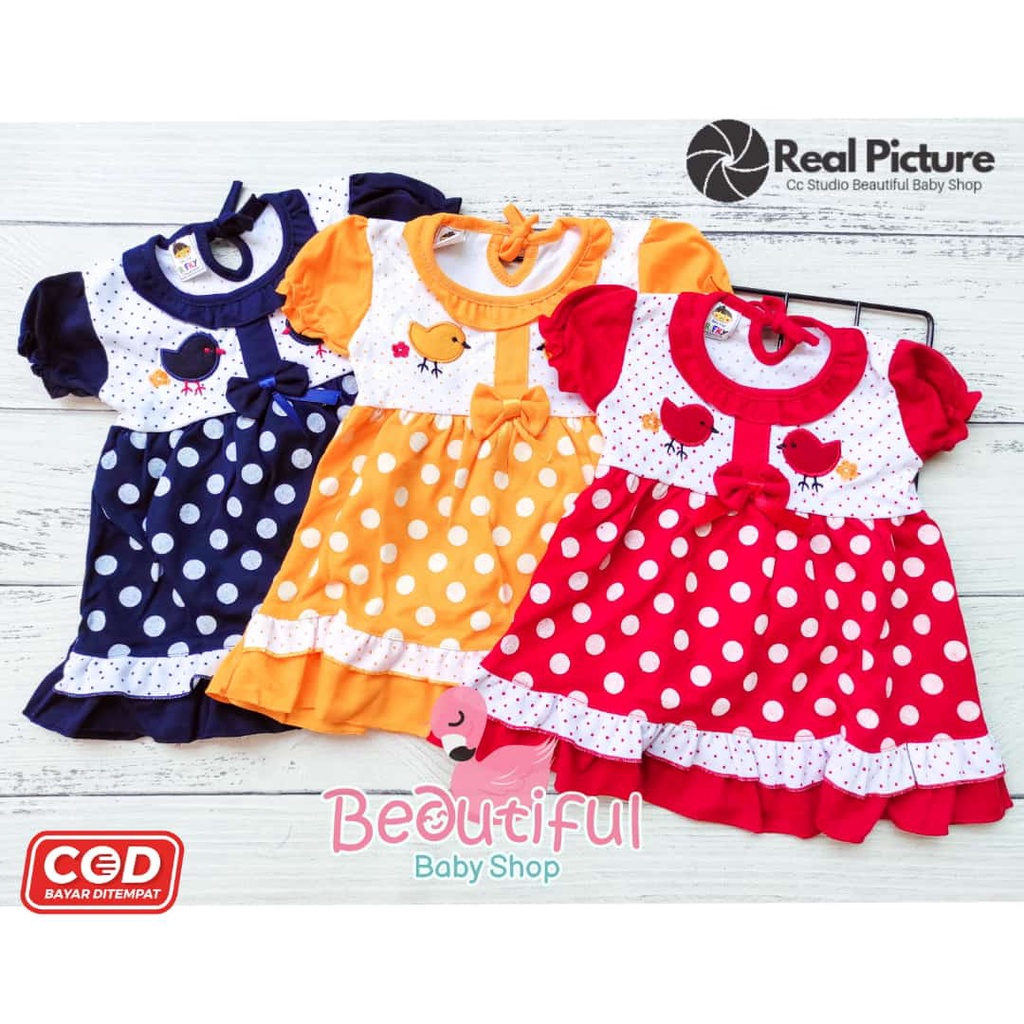 Dress Bayi Perempuan Motif Chicken Polka / Rok Baju Bayi Perempuan  Merk Rifky Collection / Baby.ou