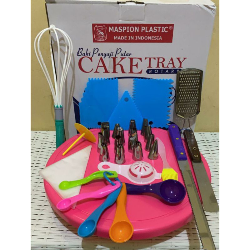 paket lengkap murah dekorasi kue ulang tahun kue tart paket dekor kue meja putar spuit