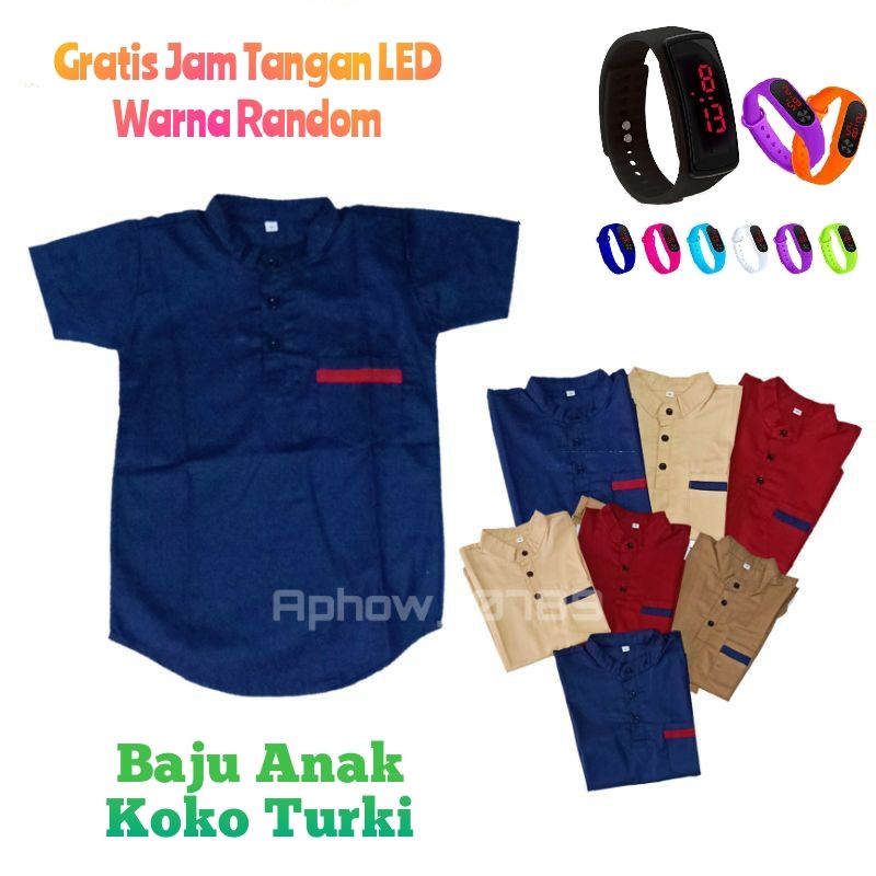 pdf baju koko anak laki laki usia 3-13 tahun GRATIS jam tangan LED pakaian muslim anak laki-laki baju koko turki