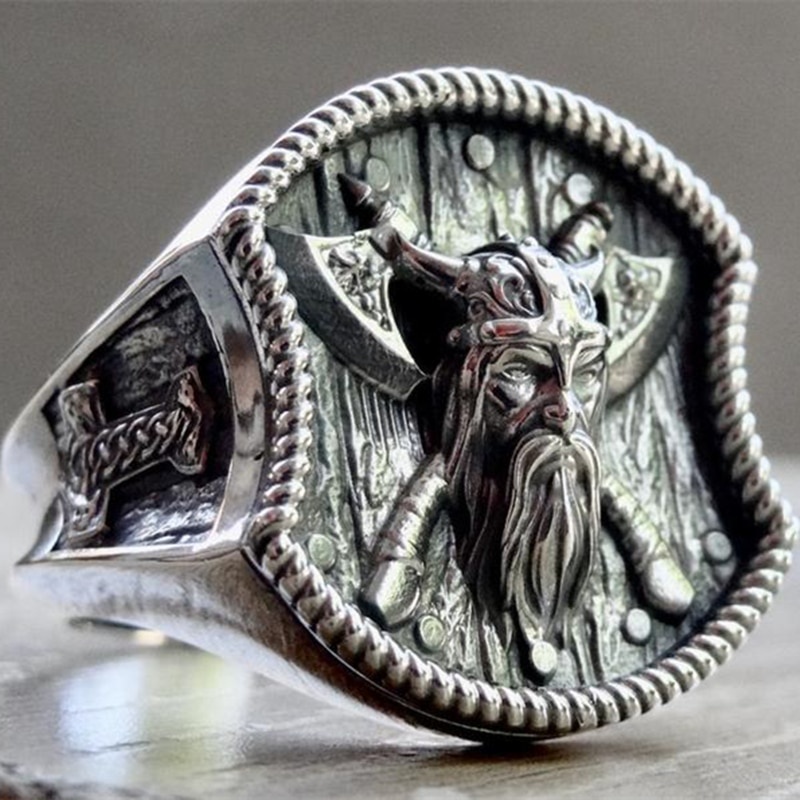 Cincin Bahan Stainless Steel 316l Desain Palu Thor Gaya Vikingnorse Paganbiker Untuk Pria