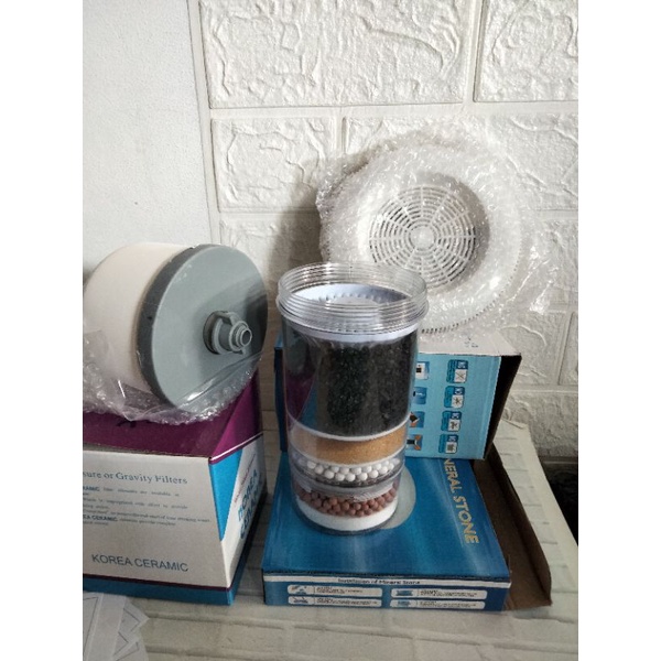 Filter Air Mineral Paket Filter Air Mineral Pot Lengkap dengan Cartridge Keramik dan Batu Mineral un