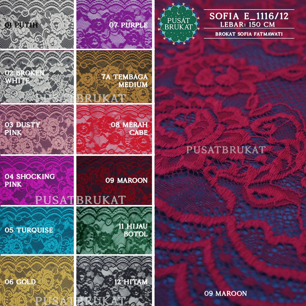 KAIN BRUKAT / BROKAT SOFIA FATMAWATI / JAQUARDTRONIC - SOFIA E-1116/12 - [harga per 0.5m]