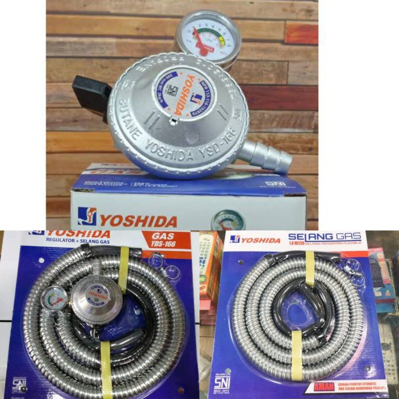 PAKETAN SELANG DAN REGULATOR GAS YOSHIDA / SELANG DAN KEPALA REGULATOR GAS METER YOSHIDA