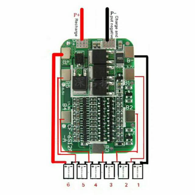 Papan Pelindung BMS 6S 15A 24V PCB BMS Untuk Baterai 6pa 18650 Li-ion Lithium