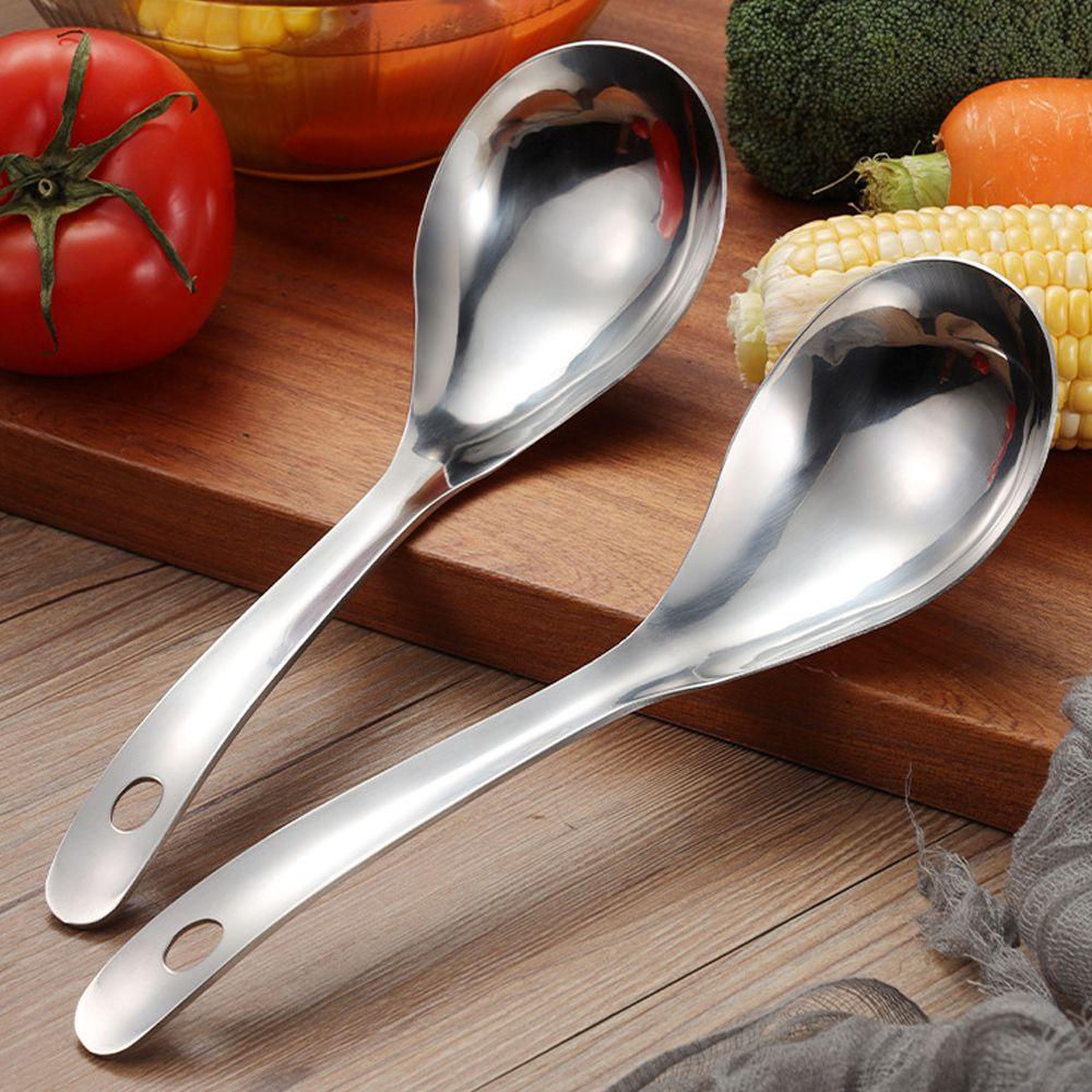 [Elegan] Sendok Nasi Silver Deepen Thicken Tableware Untuk Rumah Restoran Hotel Rice Paddle Food Serving Spoon