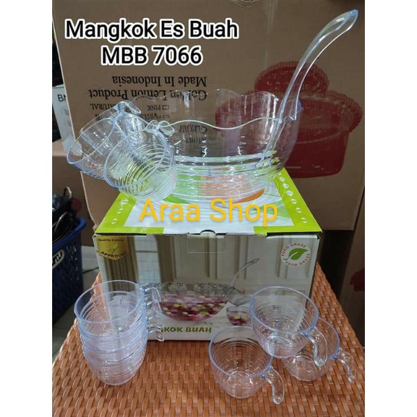 GOLDEN SUNKIST Mangkok Mangkuk Tempat Es Buah Koktil Cocktails Bening Transparan Set MBB 7066 & MB 7