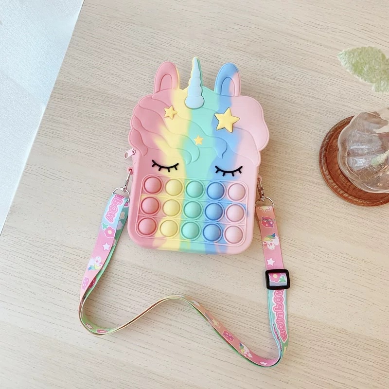 Tas Unicorn Anak Anak Pop it Sling Bag  [INCLUDE TALI SLING] [BIG UNICORN SERIES]