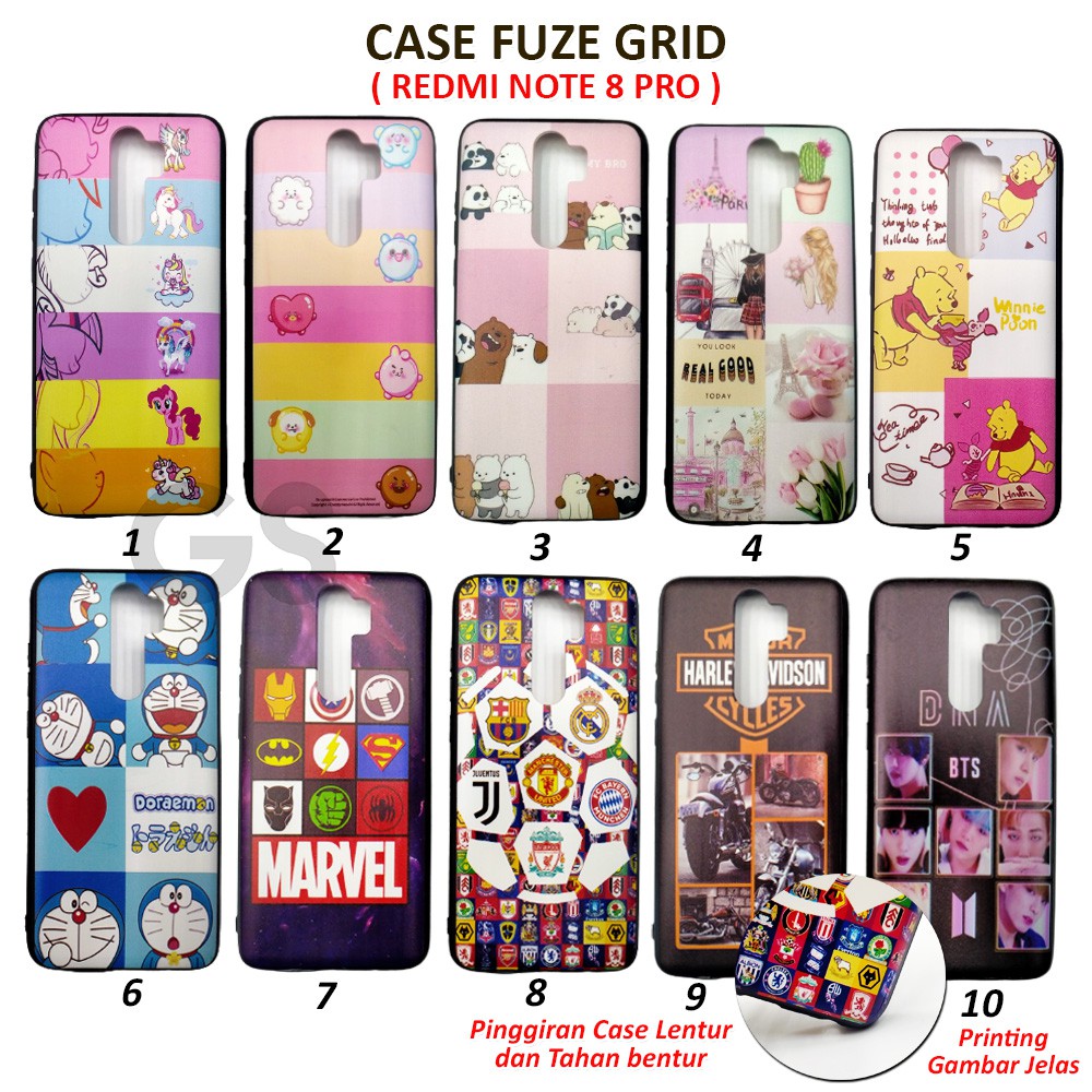 Case Fuze Glass Grid  REDMI NOTE 8 PRO REDMI 9  REDMI 9C REDMI NOTE 8