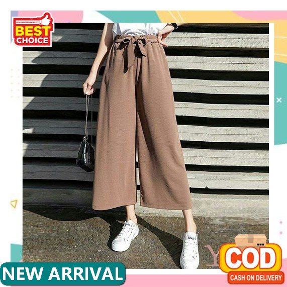 (Bisa Cod) Celana Kulot Wanita Bahan Jatuh Panjang Cewek Korea Harian Murah Jumbo Polos Rayon Kekini