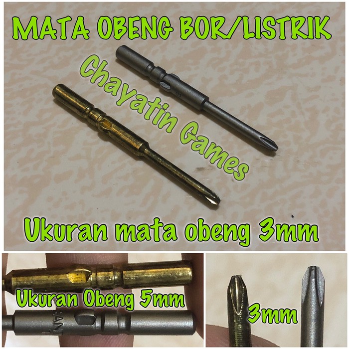 Mata Obeng Bor Listrik model Plus ukuran 3mm - 3 mili Diameter 5mm