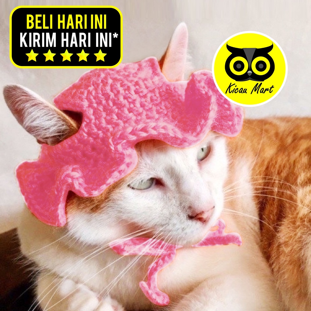 Topi Kucing Anjing Rajut Tali Serut Pet Bucket Hat Crochet Topi Bando Baju Mainan Kucing Aksesoris Kucing Anjing Anabul Kelinci Monyet Topi Kucing Anjing Crochet