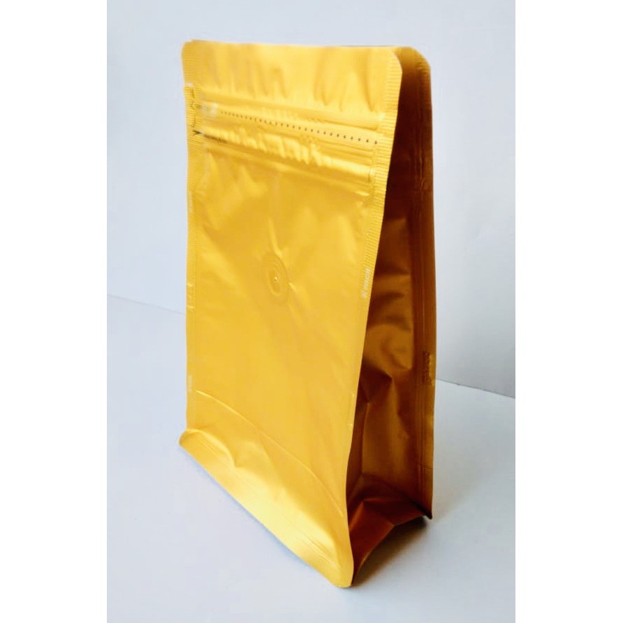 Kemasan Kopi Flat Bottom 250gr Dengan Valve Side Zip