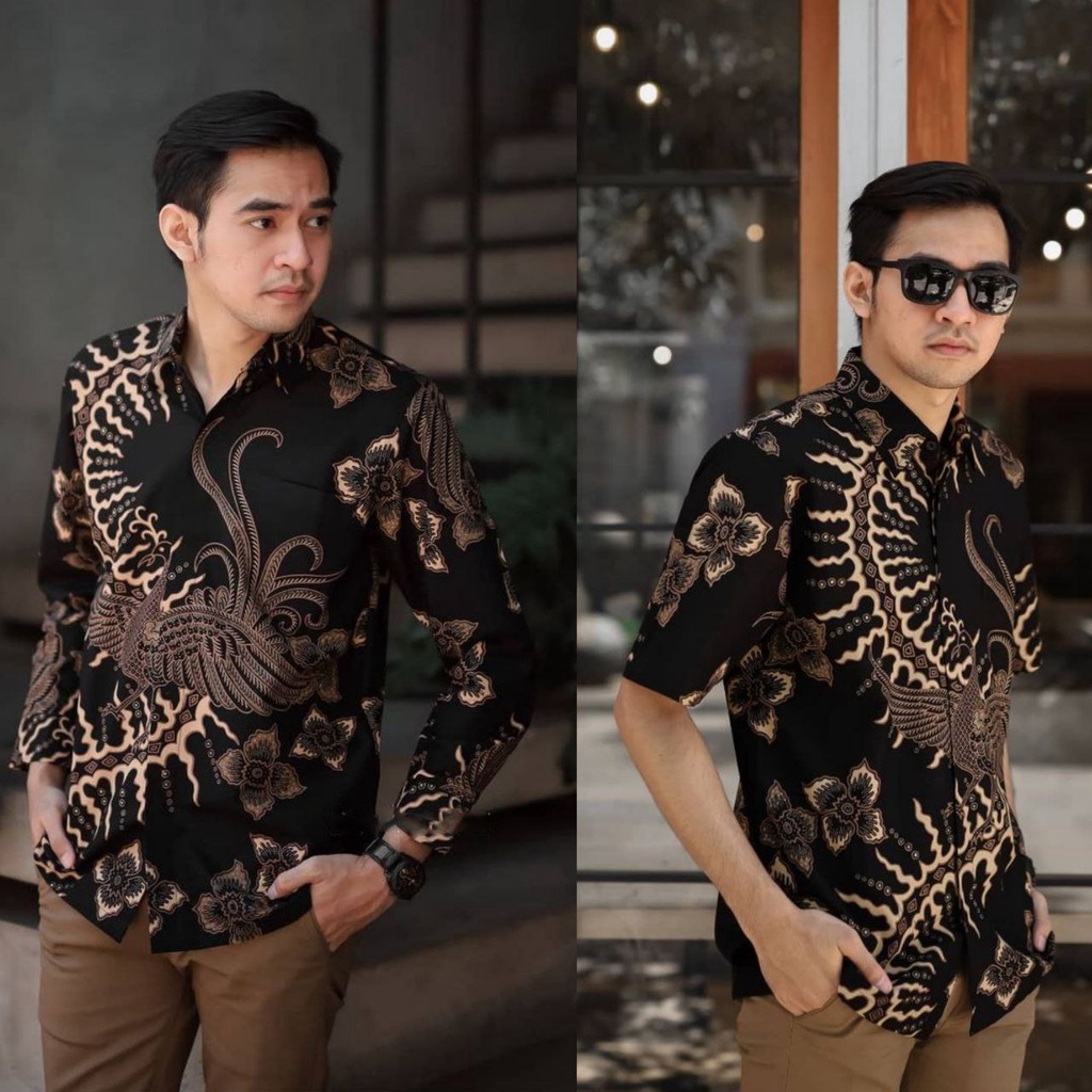 Kemeja Batik Pria Motif Klabang Warna Hitam Lengan Panjang Dan Pendek // Batik Motif Keren Terbaru