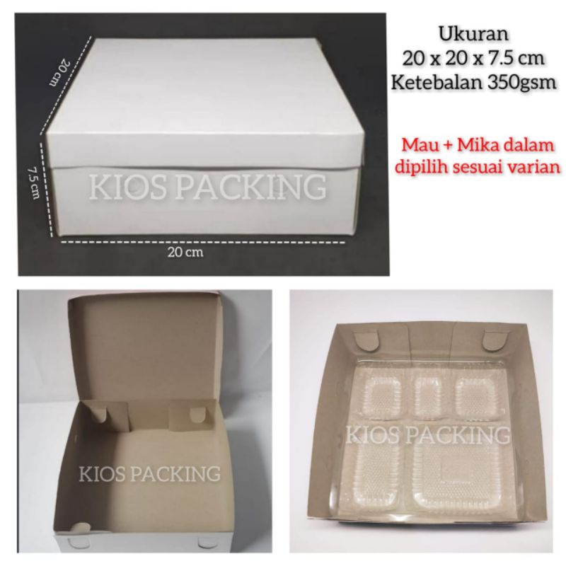 

Dus | Box 20x20 350gsm | Kotak Nasi Dus Kemasan Kue Makanan Polos 20 x 20