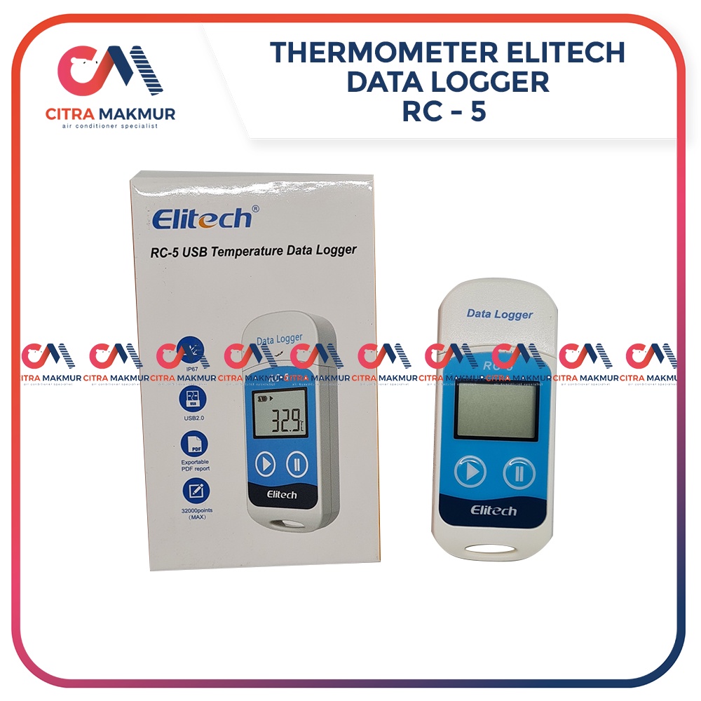 Thermometer Digital Ruangan MObil Kulkas AC Pendingin Ruangan Elitech RC 5 Sensor pengukur ukur suhu temperatur Freezer Cold Storage Data Logger