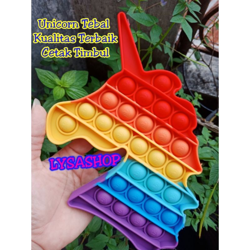 LYSASHOP -  Pop It BESAR AMONG US DINO UNICORN SEGIEMPAT JUMBO RAINBOW PUZZLE MAINAN EDUKASI ANAK-UNICORN TEBAL