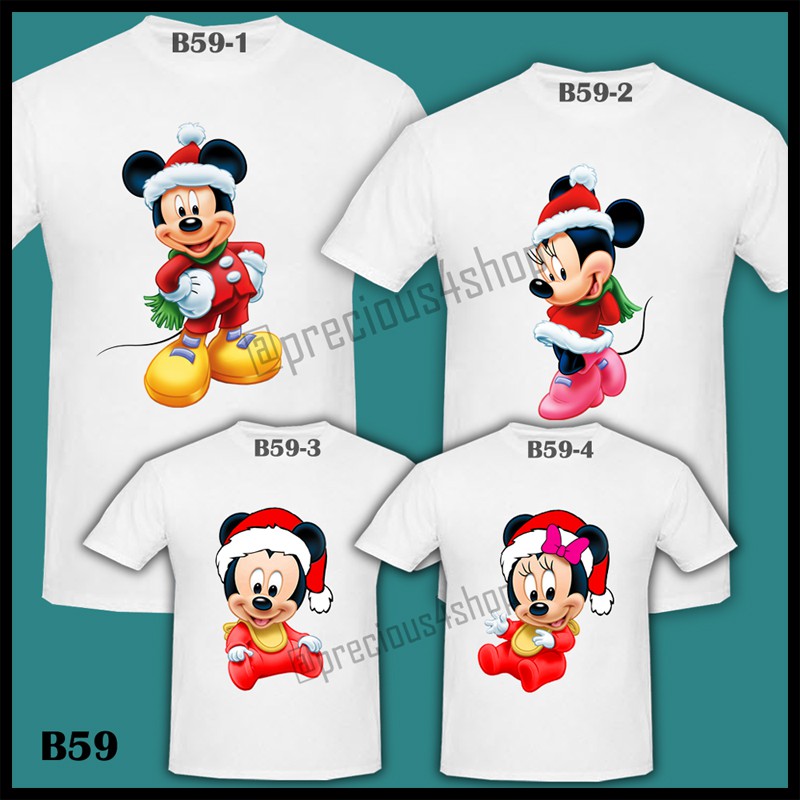 MICKEY & MINNIE Mouse Chritmas Keluarga Santa | Kaos Couple | Family T-Shirt