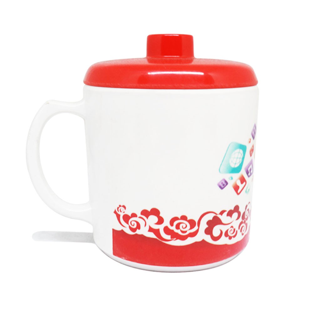 Mug Gelas Melamin 10 cm + Tutup