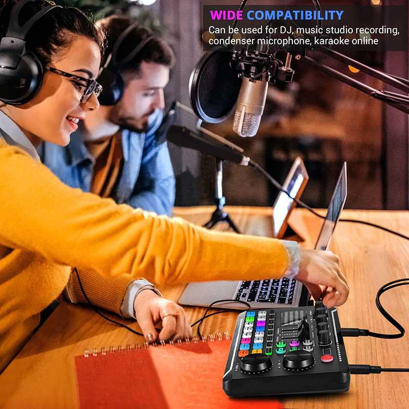 (100% BARANG ORI) Crust Pro Audio Interface Mixer Sound Card Live Broadcast Karaoke-F998