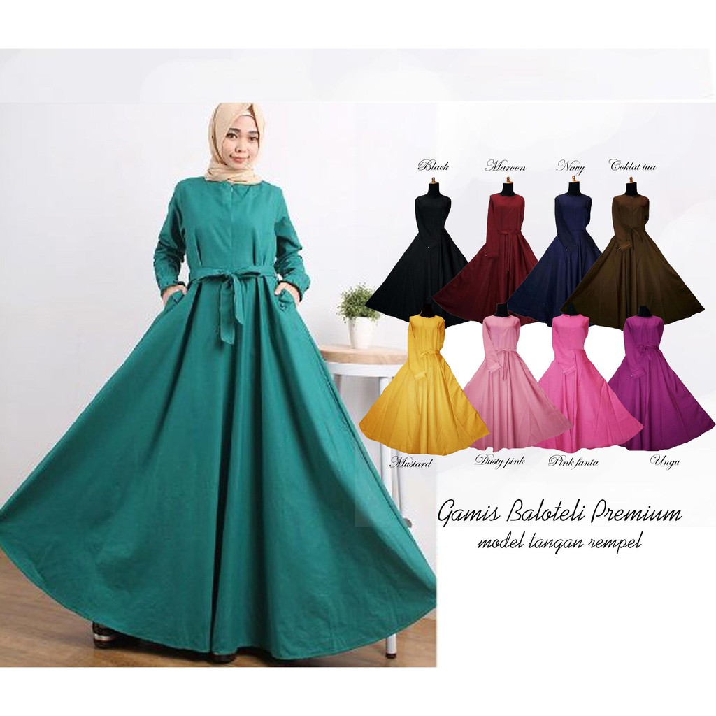 Termurah gamis polos baloteli/terlaris gamis wanita 
