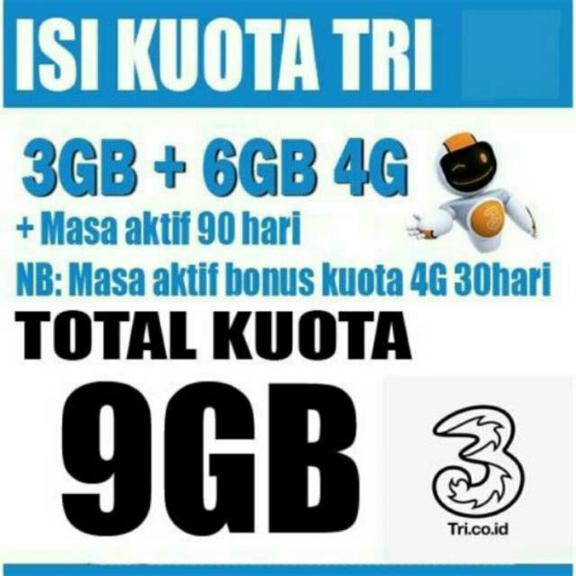 Perdana internet tri 9gb