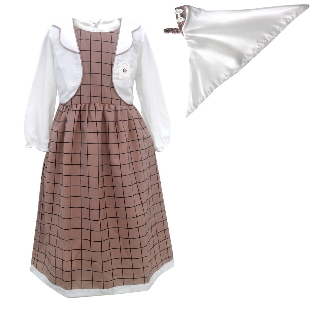 Two Mix Baju Muslim Anak Perempuan Motif Kotak -  Gamis Anak Perempuan Usia 1-12 Tahun 4146-3