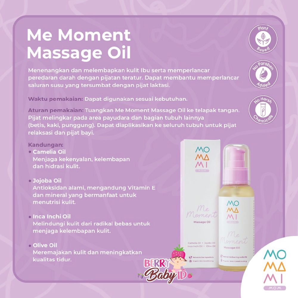 Momami Me Moment Massage Oil Minyak Pijat Ibu 100 ml Mo Ma Mi Berry Mart