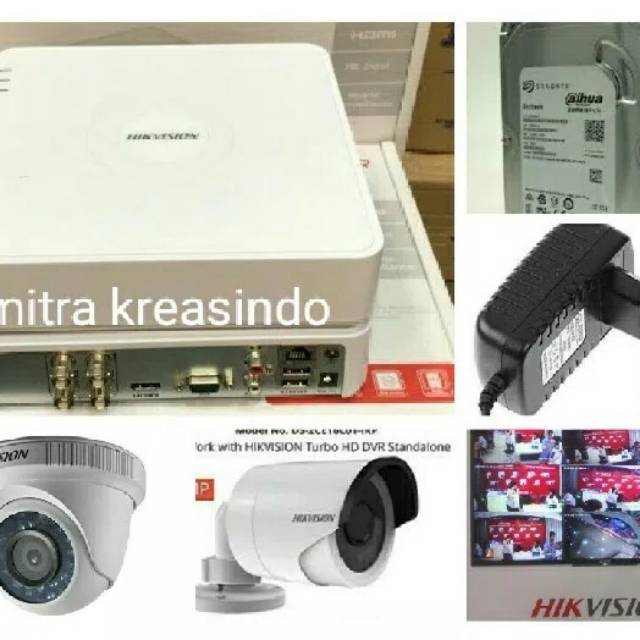 Paket cctv hikvision 4ch turbo HD support 2mp garansi resmi 2 tahun