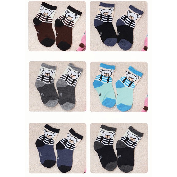 kaos kaki Anak laki-laki binatang lucu Printed Socks (6 pasang) K06