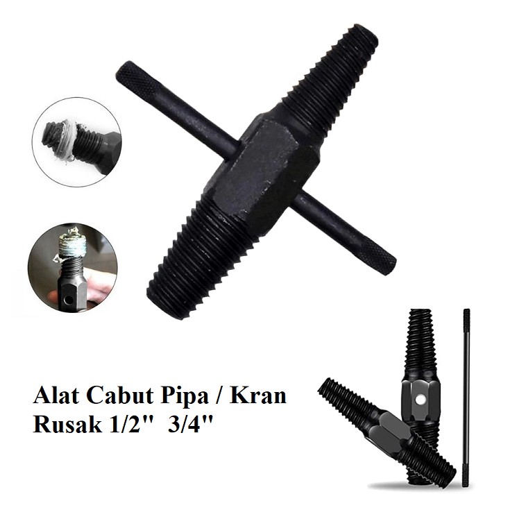 Alat buka keran kran patah 1/2 dan 3/4 - PIPE SCREW EXTRACTOR pembuka pipa patah pipa rusak / Alat Cabut Pipa Keran Kran Rusak Patah 1/2&quot;  3/4&quot;  Pipe Extractor Kran Doll Tap Balik Pembuka Pipa