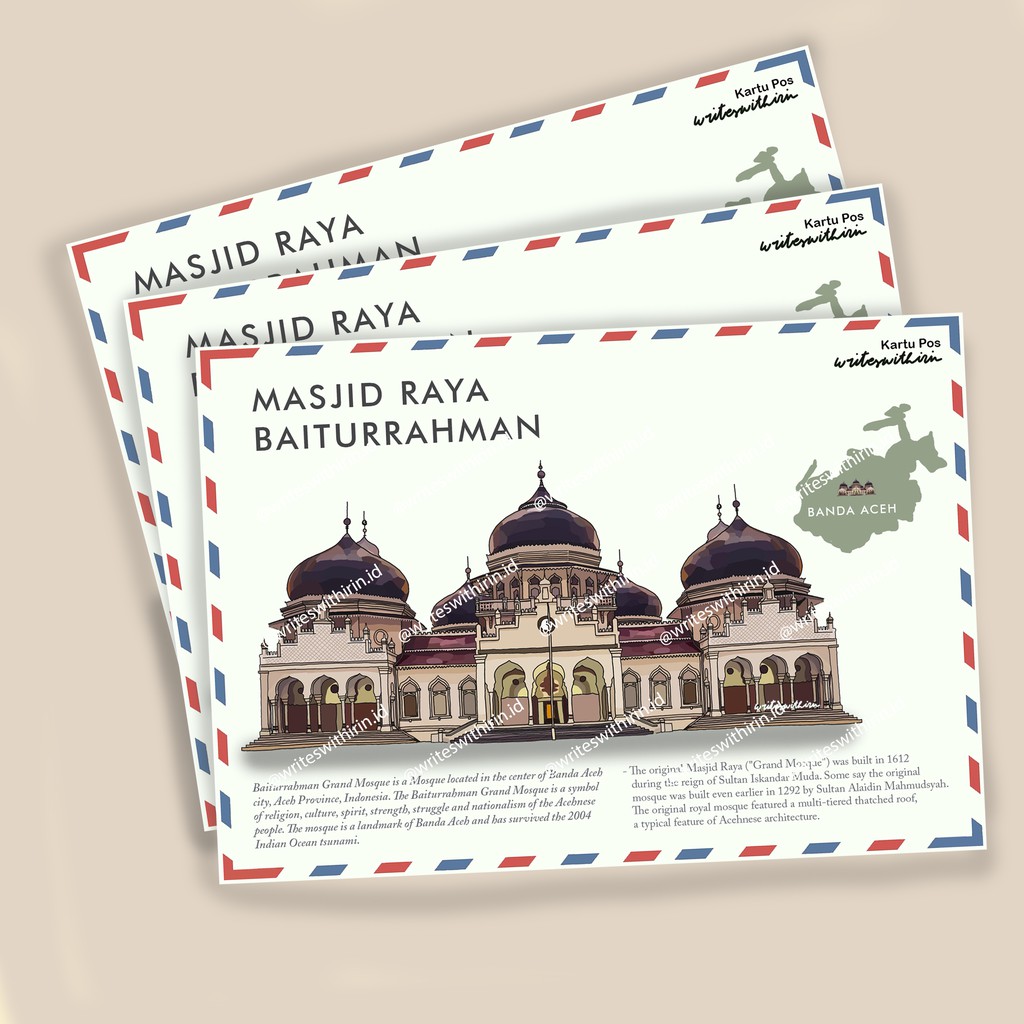 

(writeswithirin) Kartu Pos/ Post Card/ Postcard Bangunan Bersejarah Aceh