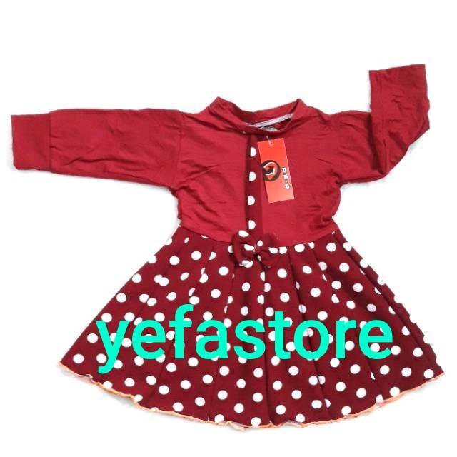 DRESS ANAK LENGAN PANJANG 1-3 TAHUN PITA MURAH | [DRESS LP] YES