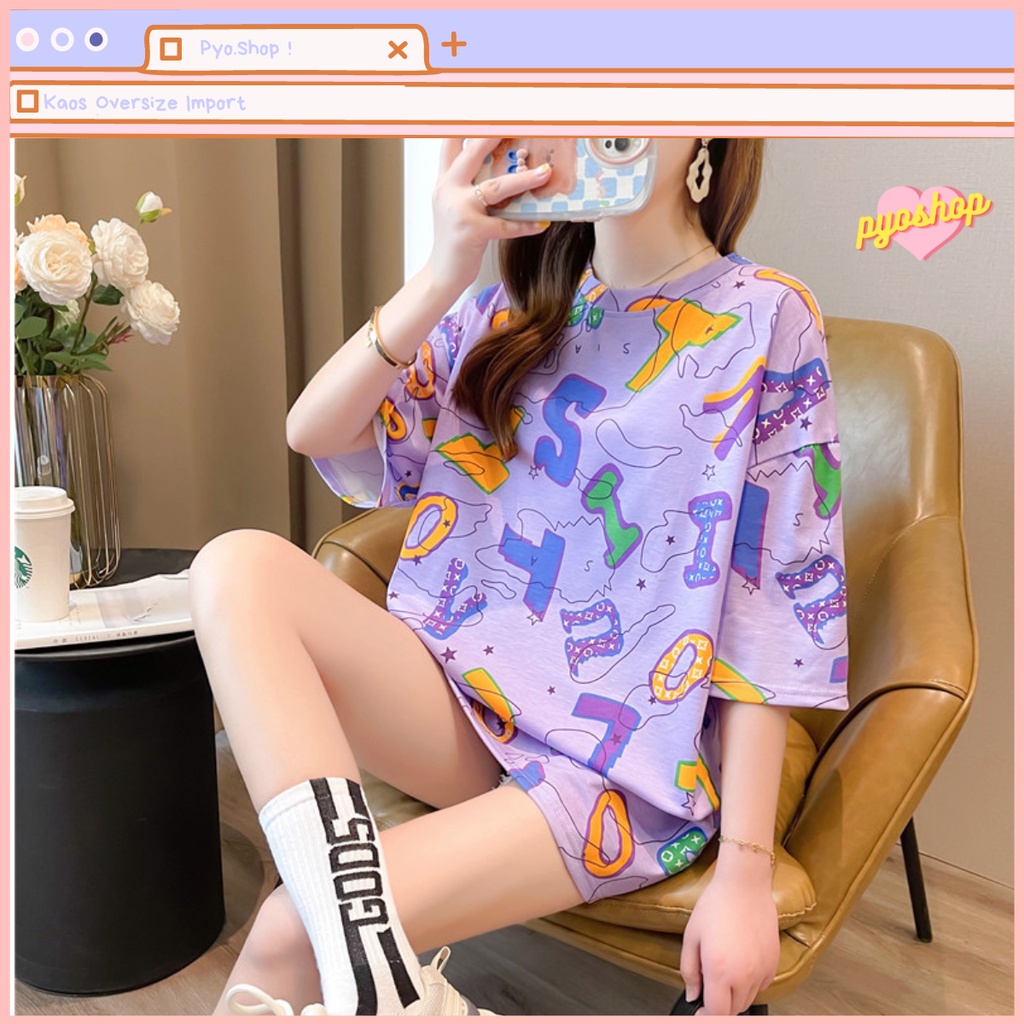 Kaos oversize import jumbo motif Peta Tulisan