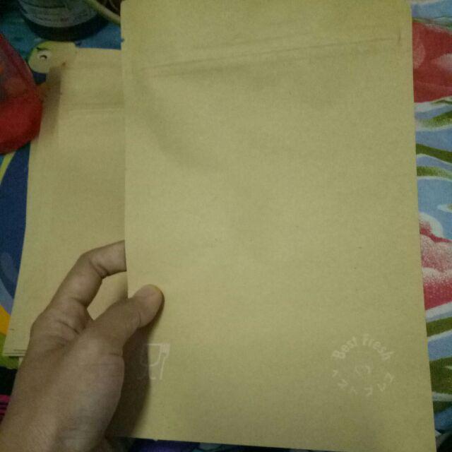 Standing Pouch Klip Kraft Full 250gr / Plastik Berdiri Jendela 14x22cm Isi 10lbr