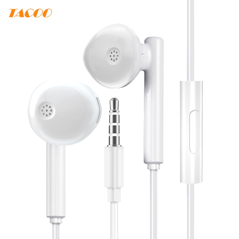 [New] TACOO  Puith-in-ear wired headset TA0801 Putih Earphone Hi-Fi Sound Stereo Deep Bass Wired Waterproof Sweatproof-Putih_3401