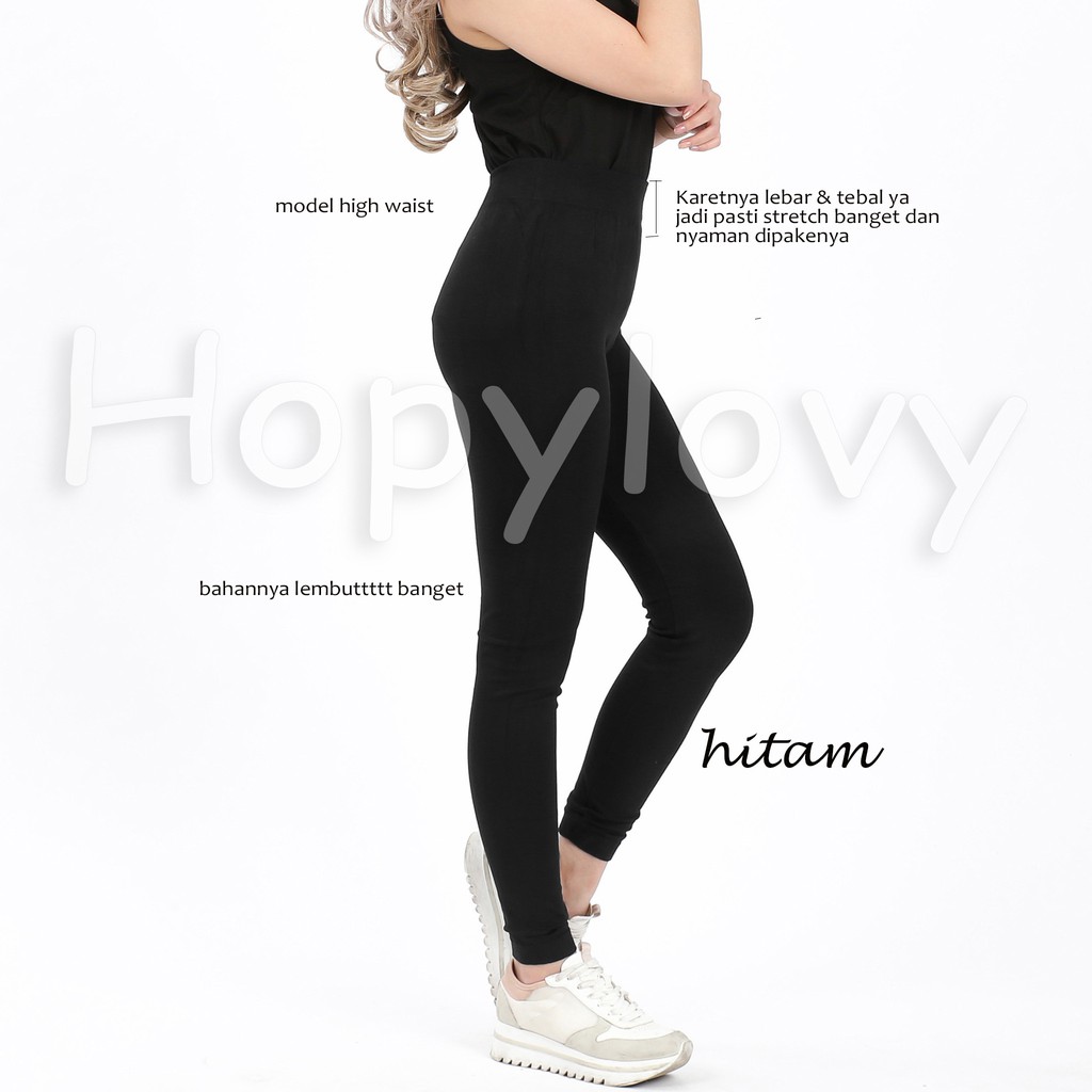 HOPYLOVY - Legging Wanita Polos Bahan Spandek