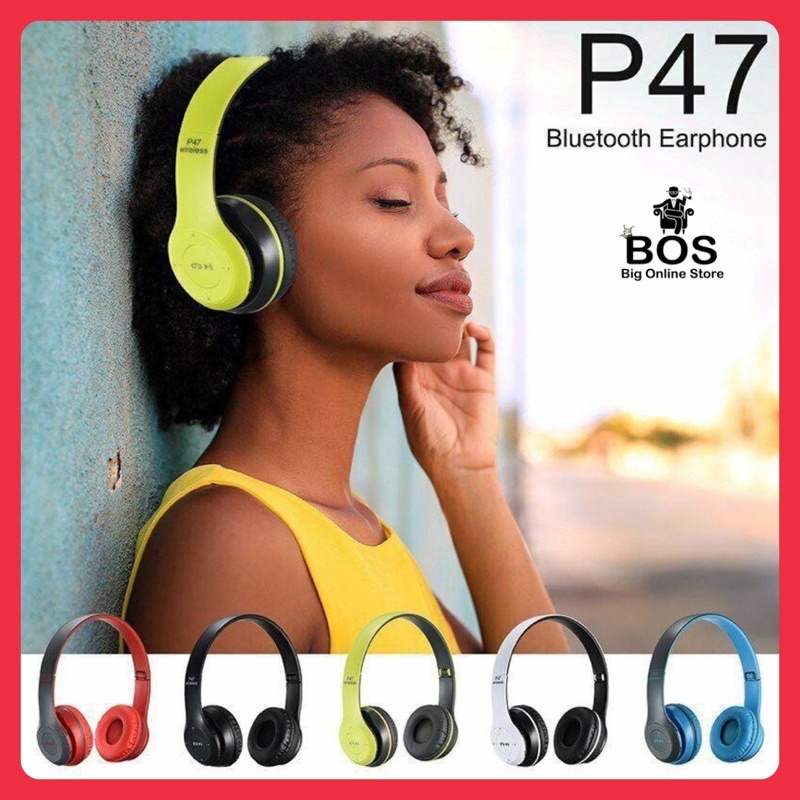 BOS - HF BANDO P47 BLUETOOTH | HEADPHONE GAMING HEADSET HENSET HANDSFREE BT