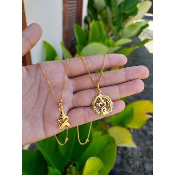 kalung perak omkara lapis emas