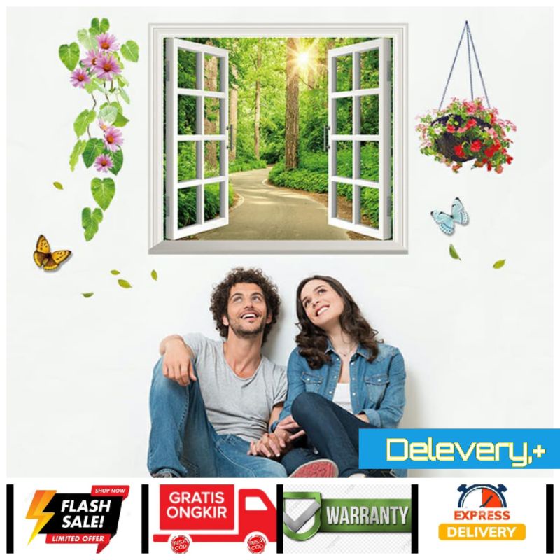 sticker 3D Wall Stiker Dinding Motif Wall Paper Jendela