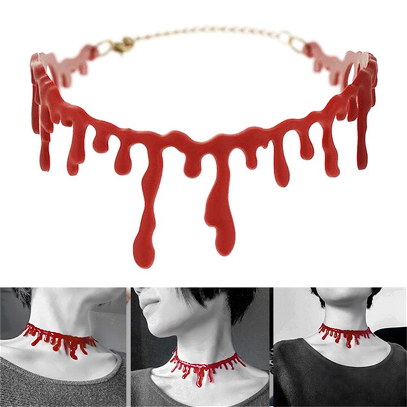 Kalung Choker Model Darah Kematian Punk Rock Untuk Pesta Halloween