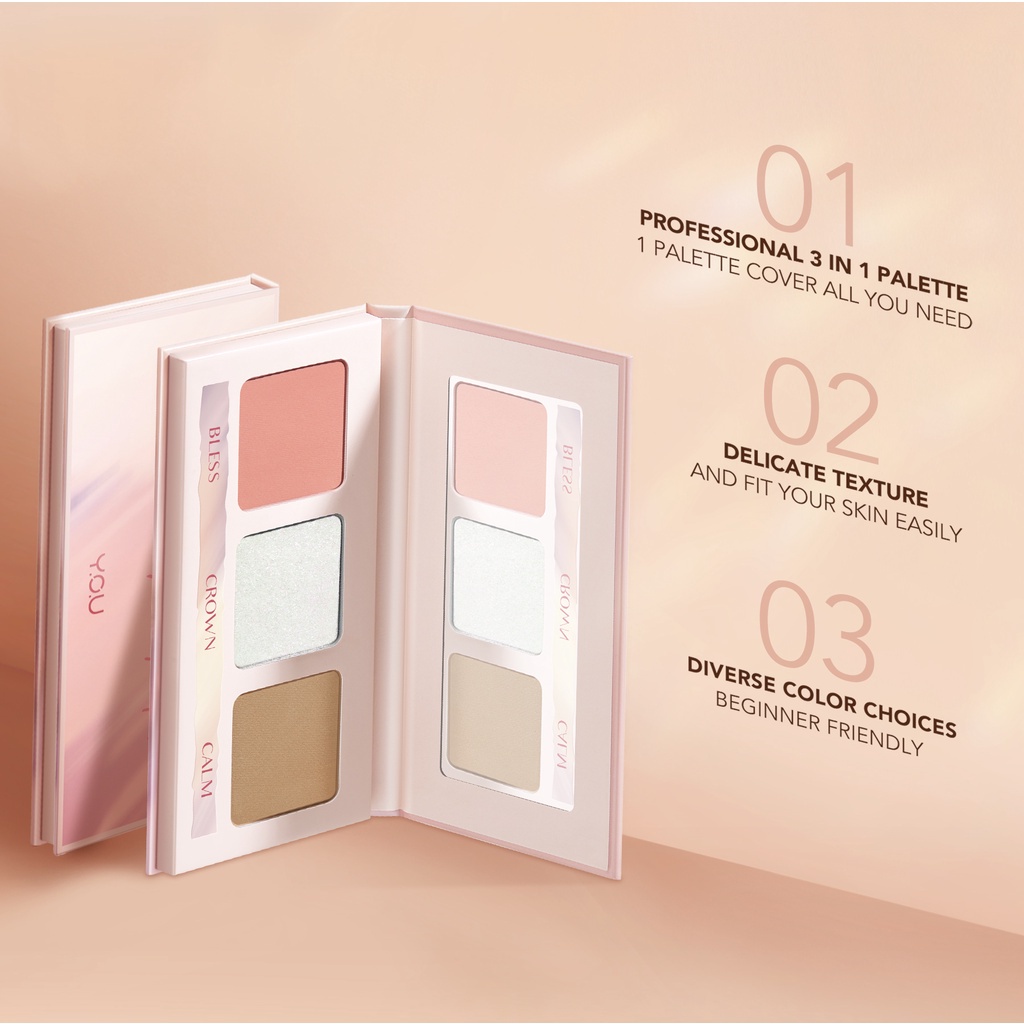 YOU 3 in 1 Sparkling Face Pallete for 3D Radiant Look