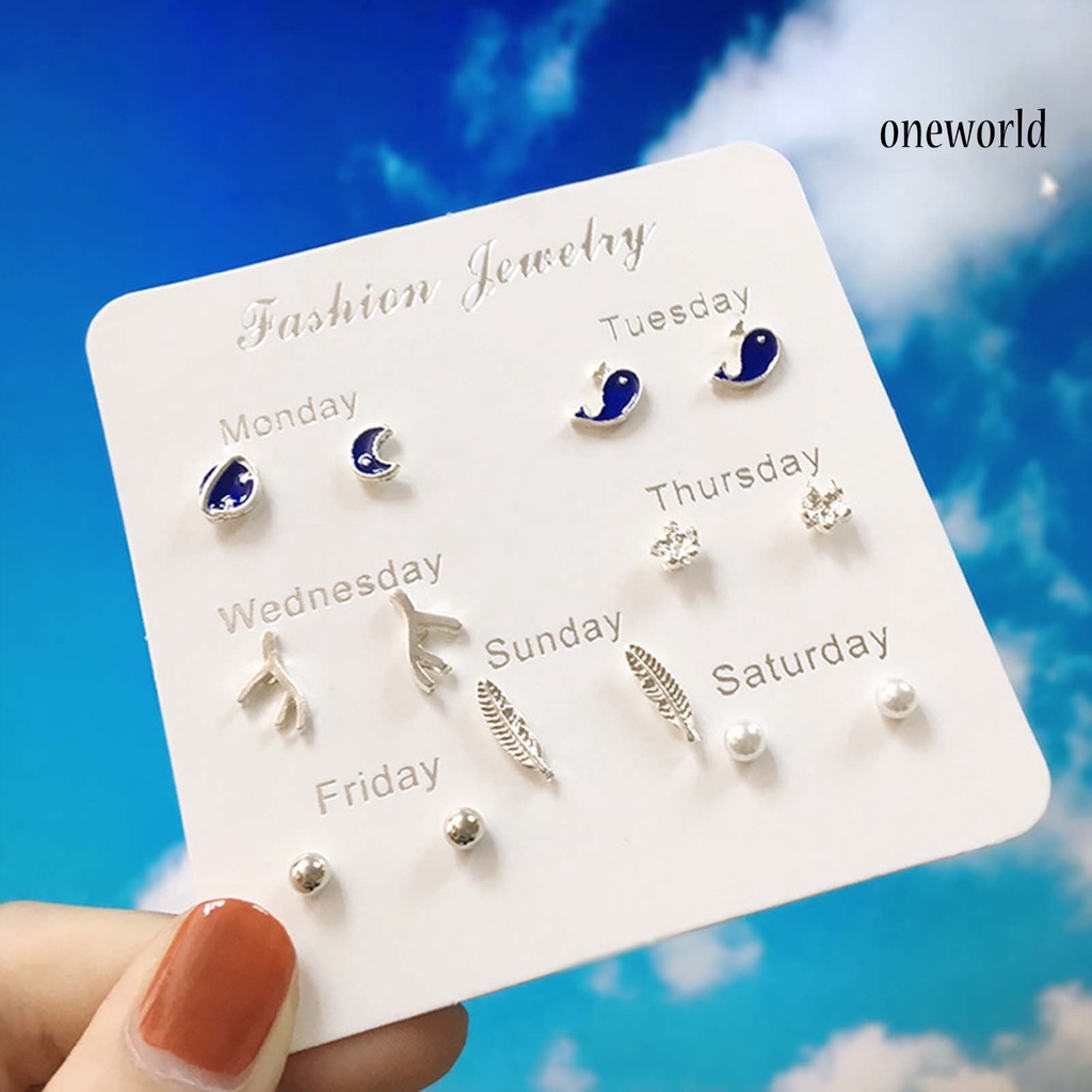 OW# Ear Stud Earring Week Theme Fashion Jewelry Cute Alloy Star Earring for Party