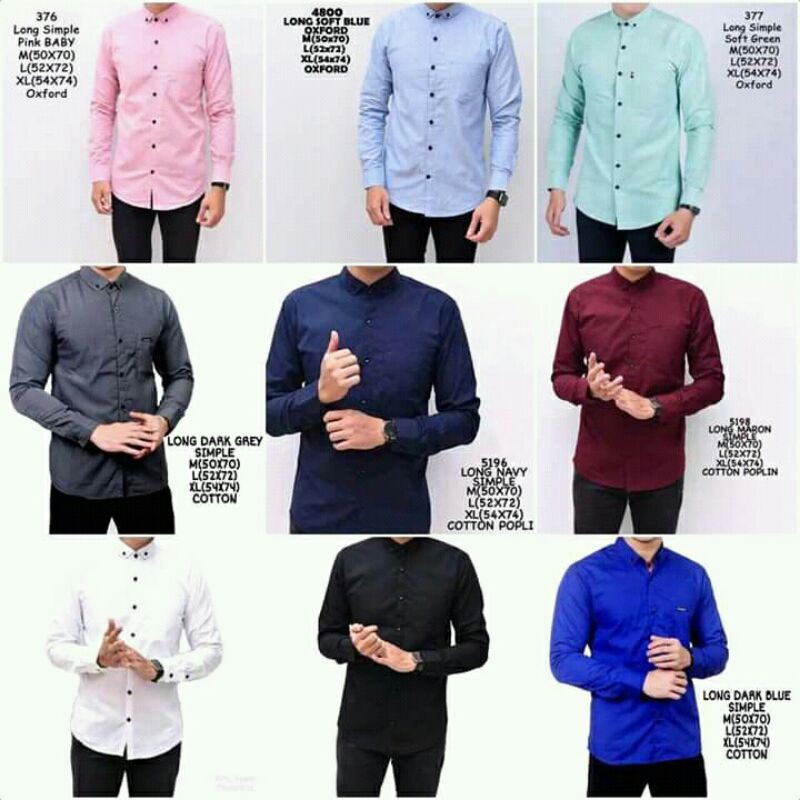 Terhitz kemeja panjang pria cowok gatlemen cowok biru navy dongker polos formal