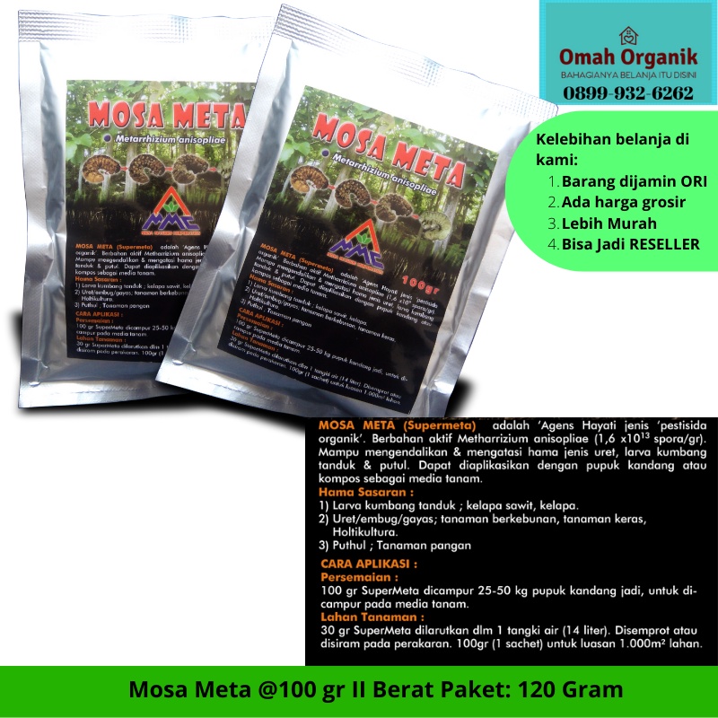 Mosa Super Meta MT 100gr Untuk Basmi Uret Gayas Ganjas Puthuk Larva Kumbang Tanduk dan Wereng Murah