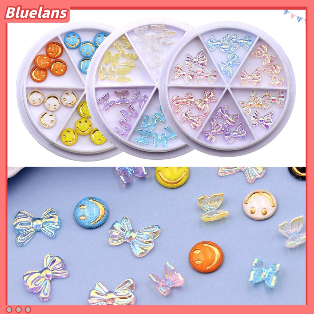 (In Stock) Kacamata Hitam Lensa Warna Warni ♡1 Kotak Ornamen Pita Aurora 3D Bahan Akrilik Glitter Untuk Dekorasi Kuku Wanita