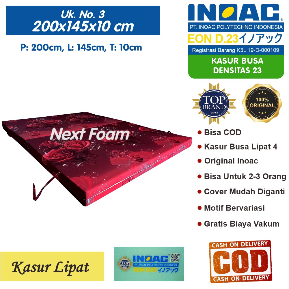 Kasur Busa Lipat Inoac Ukuran No 3 200x145x10 cm Tebal 10 cm EON D23 ORIGINAL INOAC Asli