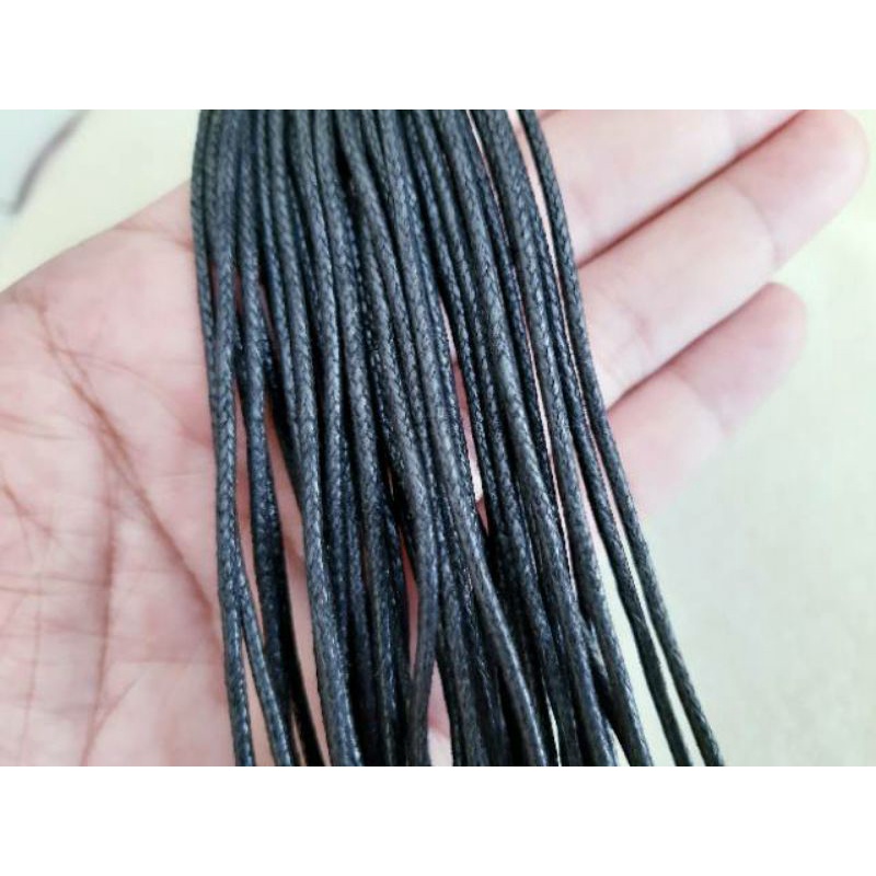 Rantai kalung rolo / holo tebal warna silver hitam tali kulit