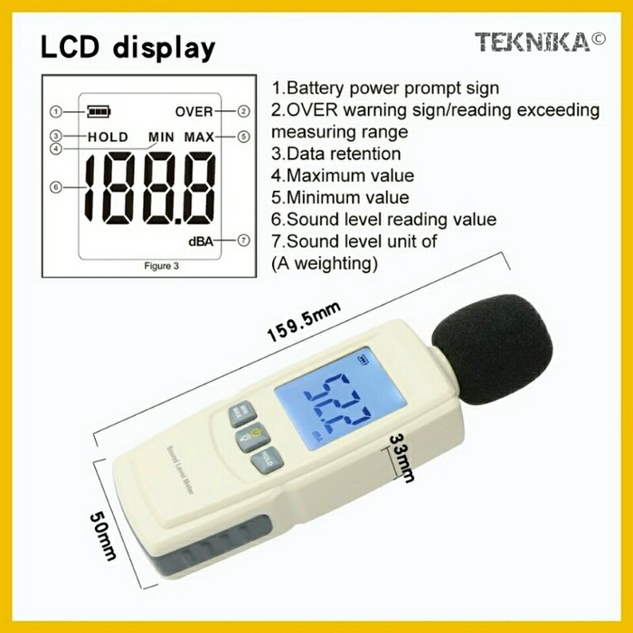 Alat Ukur Suara Decibel Meter  Noise Sound Level Desibel dB Tester