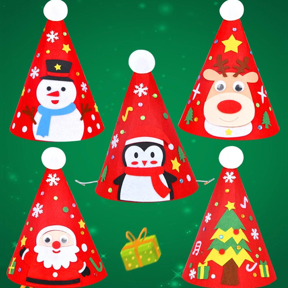 

ED70 DIY TOPI NATAL BAHAN FLANEL, MAINAN EDUKASI STICKER KADO NATAL ANAK MURAH PRAKARYA GOODIE BAG